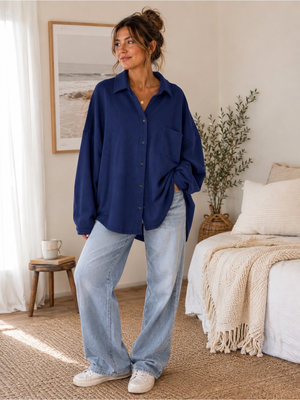 Savage X Fenty Fleece Xssential Oversized Button-Up Shirt